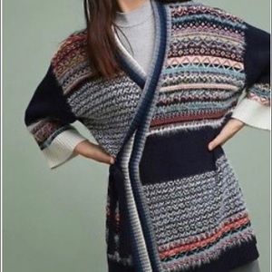 Anthropologie mixed stitch fair isle cardigan